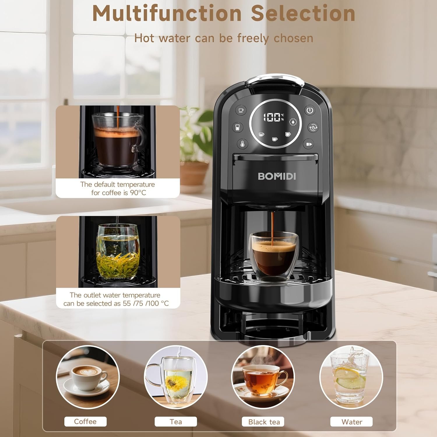 BOMIDI Capsule Coffee Machine 3-in-1 20 Bar Espresso Maker, 1400W, 700ml Tank | CM01 - Image 6
