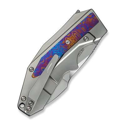 WE Coral Polished Bead Blasted Titanium Handle With Timascus Inlay Polished Bead Blasted CPM 20CV Blade Model: WE24044-4 - Image 8