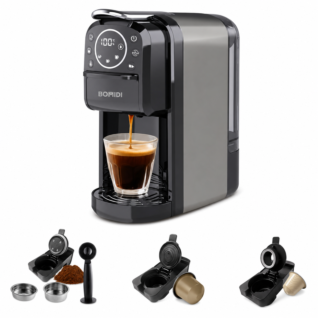 BOMIDI Capsule Coffee Machine 3-in-1 20 Bar Espresso Maker, 1400W, 700ml Tank | CM01