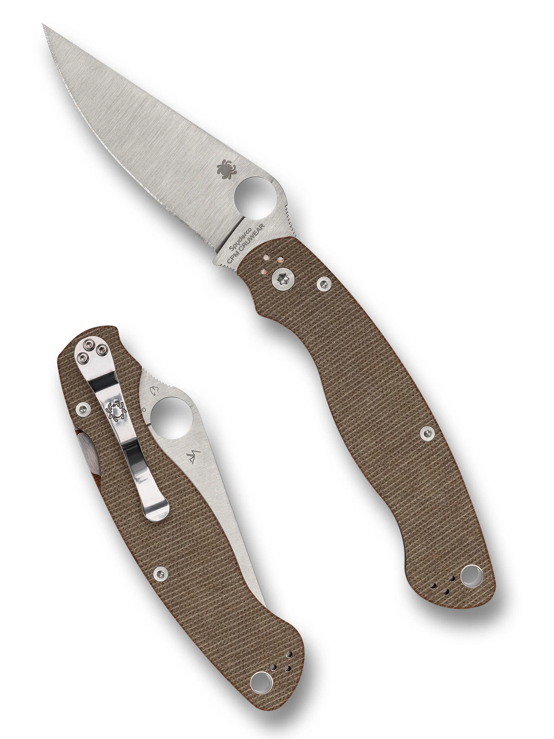 Spyderco MILITARY 2 BROWN CANVAS MICARTA CPM CRUWEAR PLAINEDGE Miodel: C36MPCW2 - Image 3