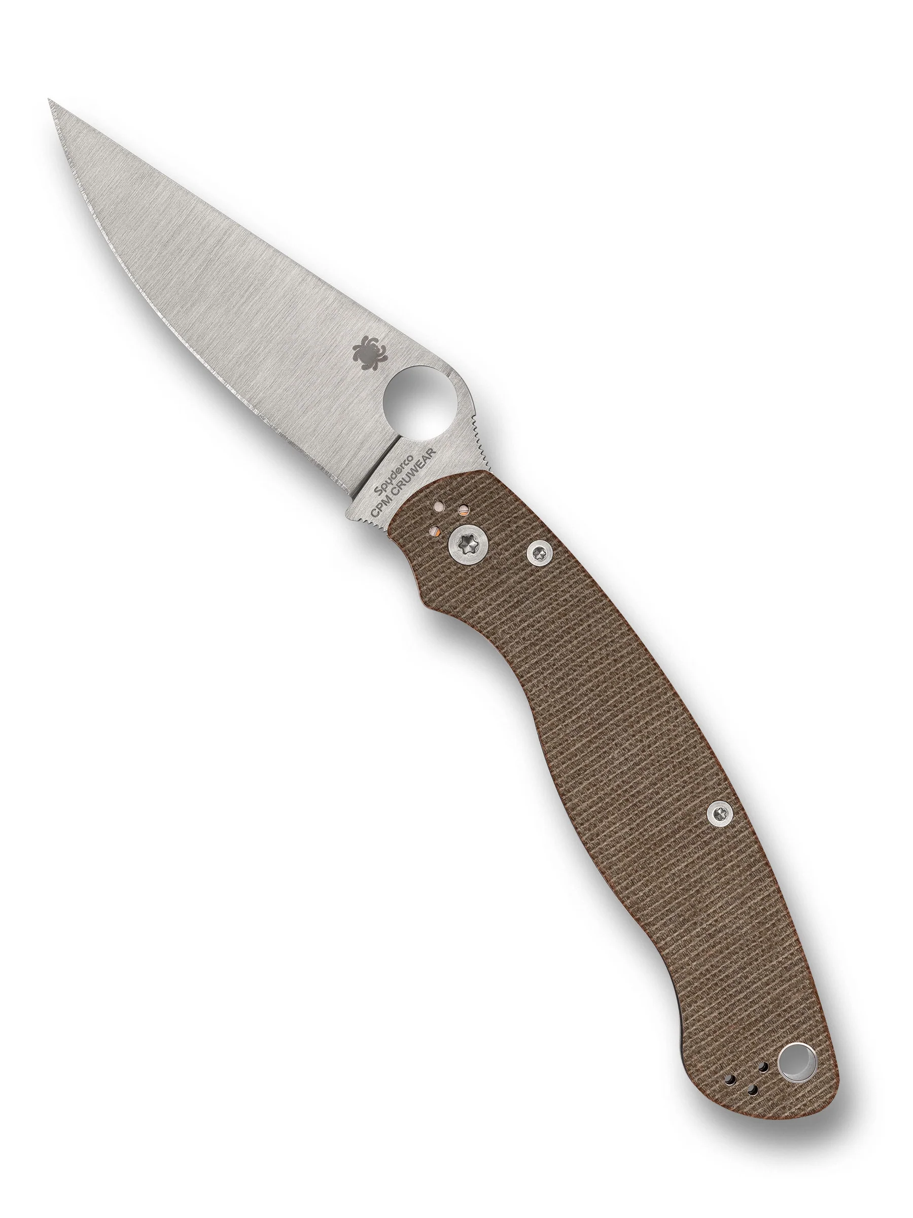 Spyderco MILITARY 2 BROWN CANVAS MICARTA CPM CRUWEAR PLAINEDGE Miodel: C36MPCW2