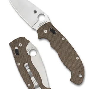 Spyderco MANIX 2 XL BROWN CANVAS MICARTA CPM CRUWEAR PLAINEDGE Model: C95MPCW2