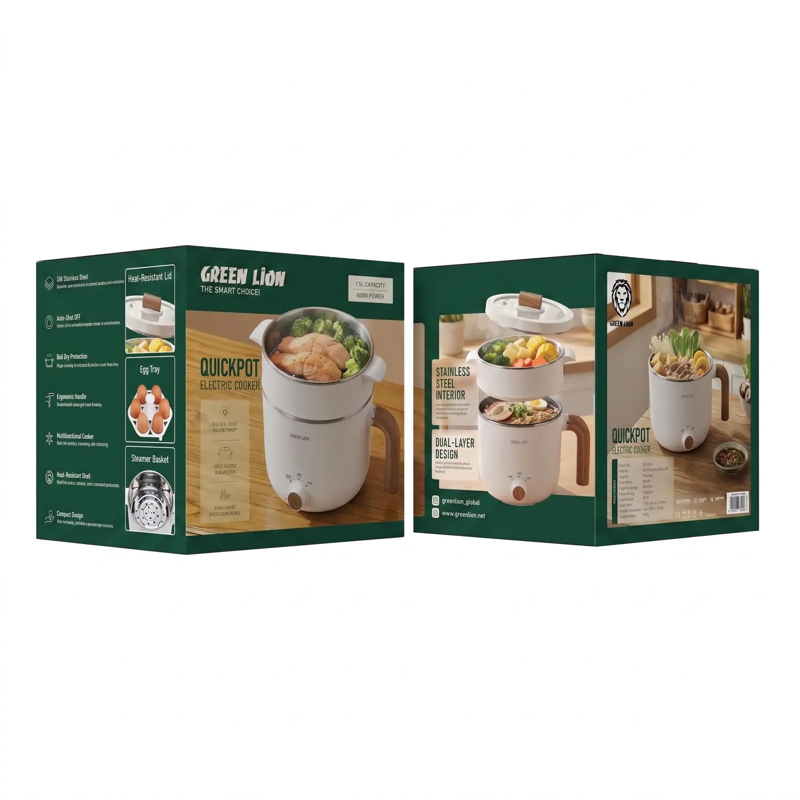 Green Lion Quickpot Electric Cooker 600W (1.5L) Model : GNQCKPTEC - Image 3