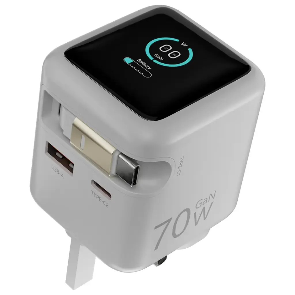 Powerology Halo 70W charger with retractable cable Output :70W (max) Model: PWCUQC051 - Image 5